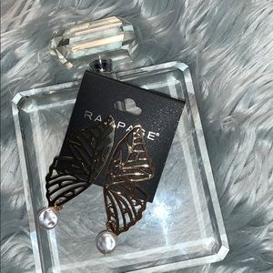 Rampage Wings & Pearls Earrings NWT